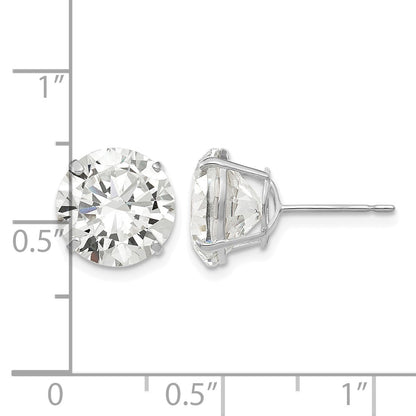 14k White Gold 10mm Round CZ Post Earrings