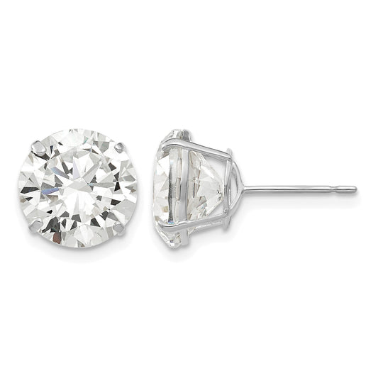 14k White Gold 10mm Round CZ Post Earrings