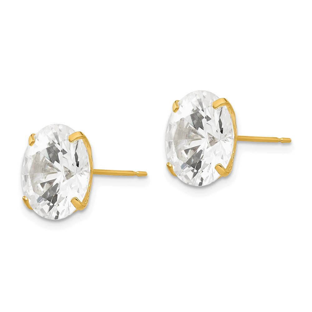 14k 11mm Round CZ Post Earrings