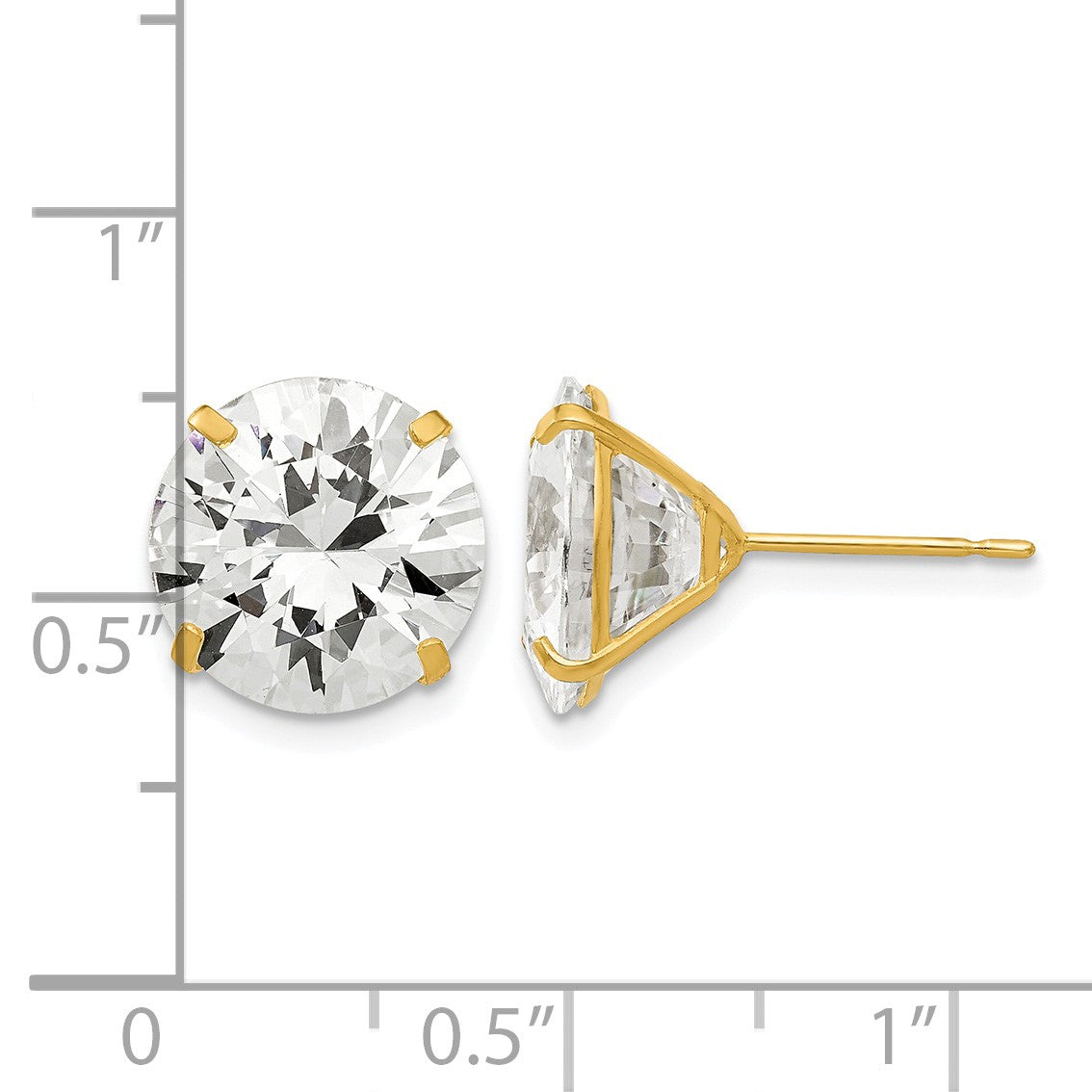 14k 11mm Round CZ Post Earrings