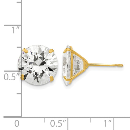 14k 11mm Round CZ Post Earrings