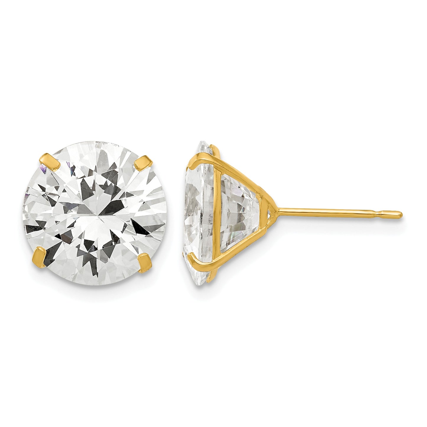 14k 11mm Round CZ Post Earrings