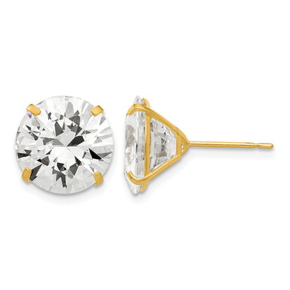 14k 11mm Round CZ Post Earrings