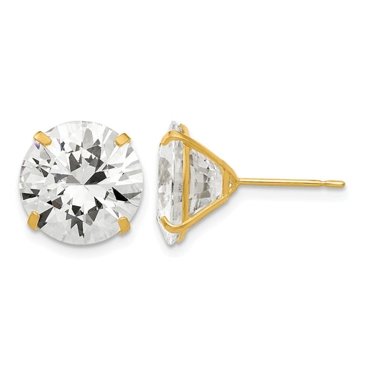 14k 11mm Round CZ Post Earrings