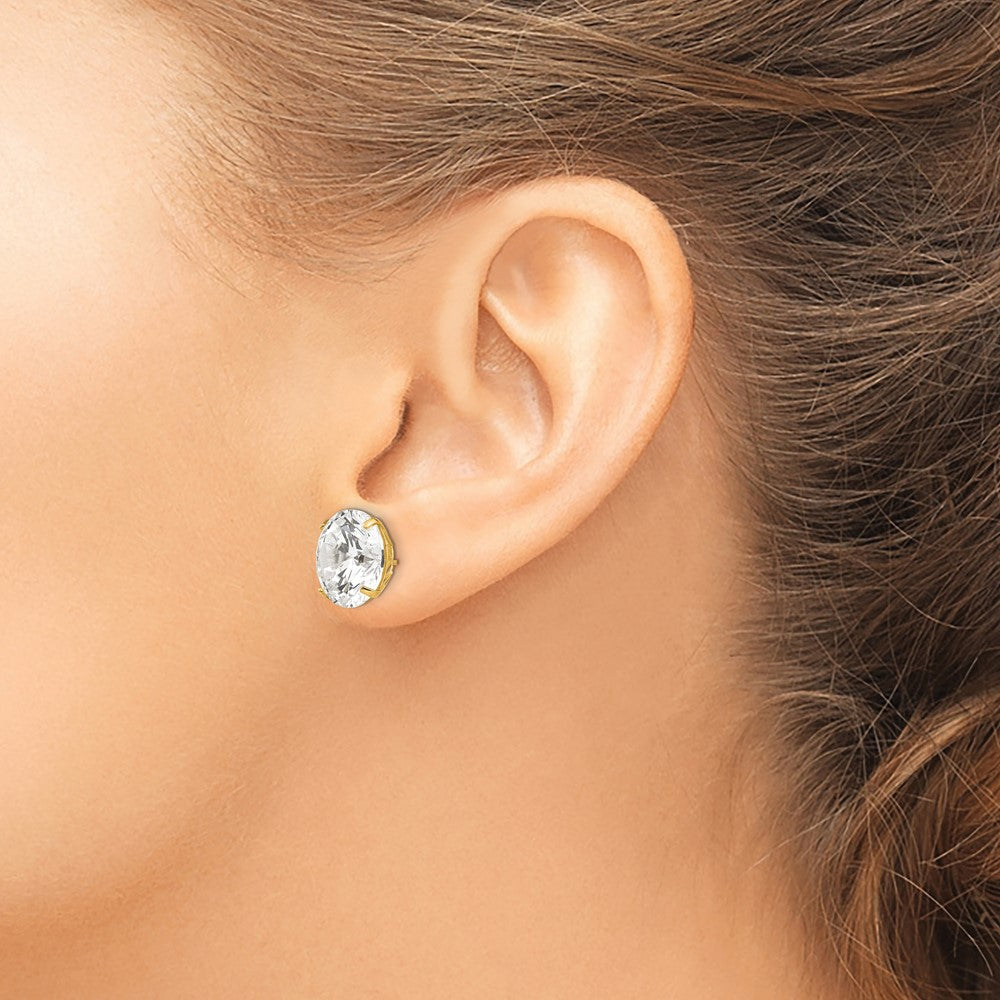 14k 12mm Round CZ Post Earrings