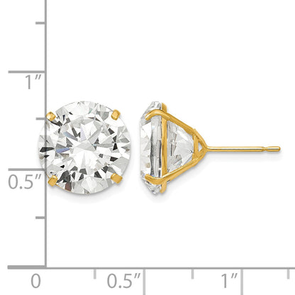 14k 12mm Round CZ Post Earrings
