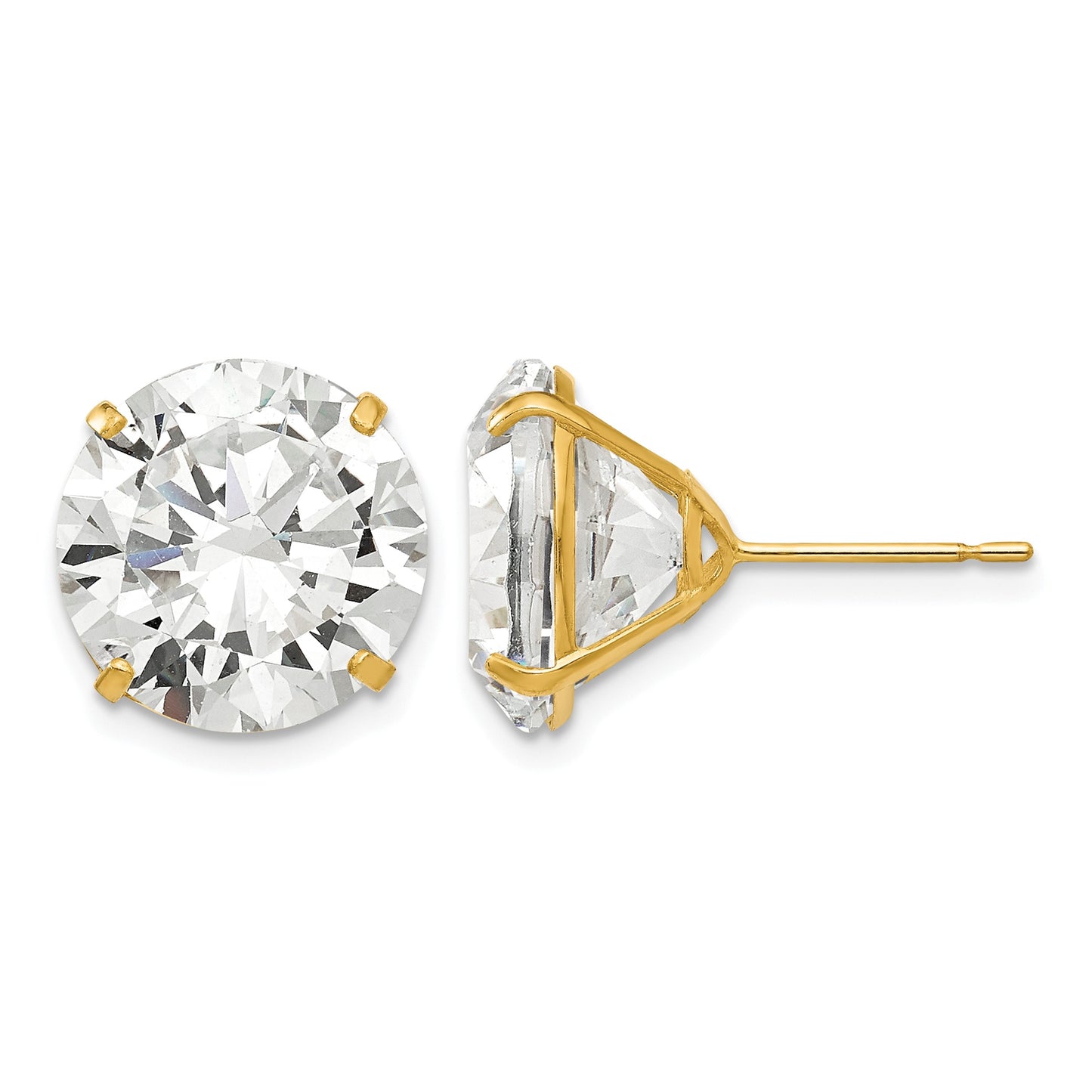14k 12mm Round CZ Post Earrings