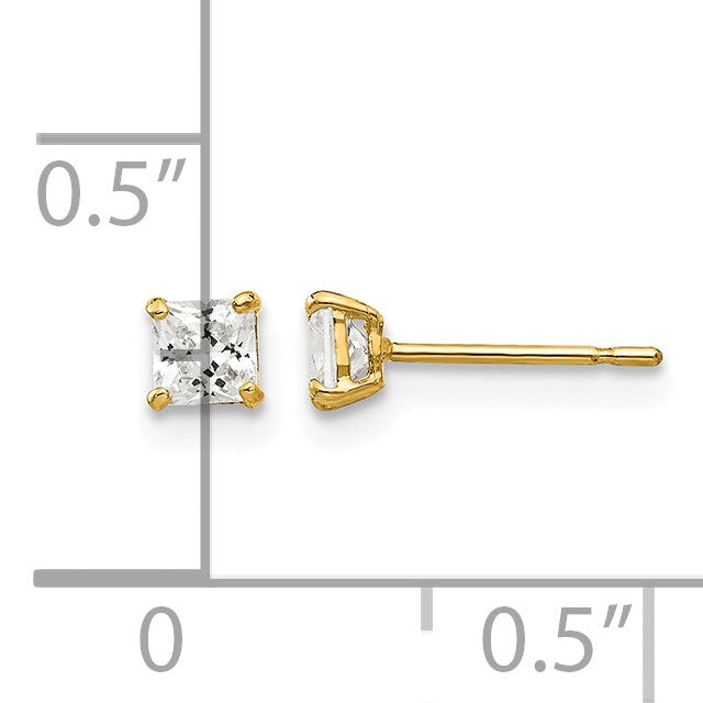 14k 3mm Square CZ Post Earrings