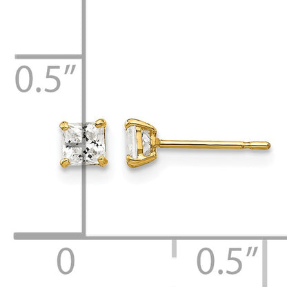 14k 3mm Square CZ Post Earrings