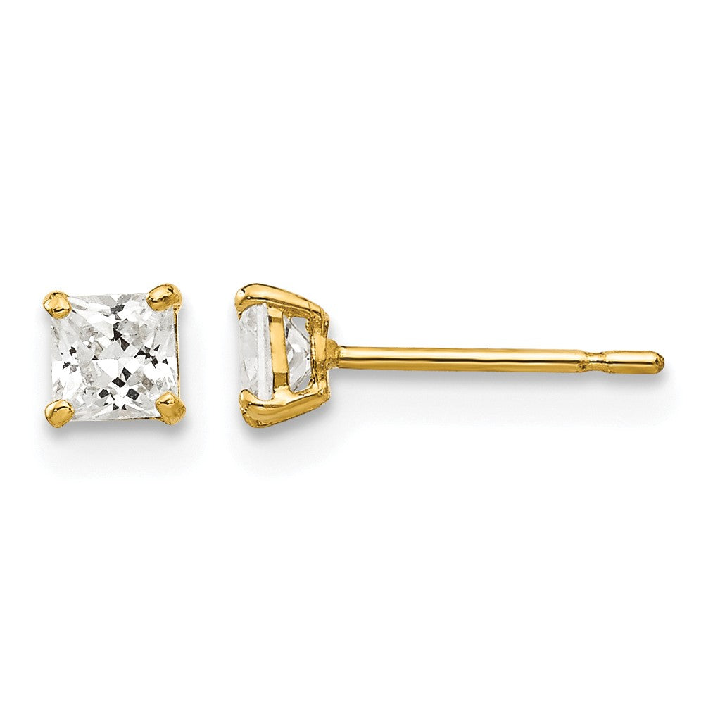 14k 3mm Square CZ Post Earrings