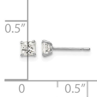 14k White Gold 3mm Square CZ Post Earrings
