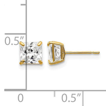 14k 5mm Square CZ Post Earrings