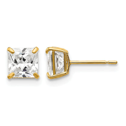 14k 5mm Square CZ Post Earrings