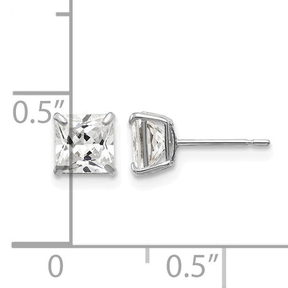 14k White Gold 5mm Square CZ Post Earrings