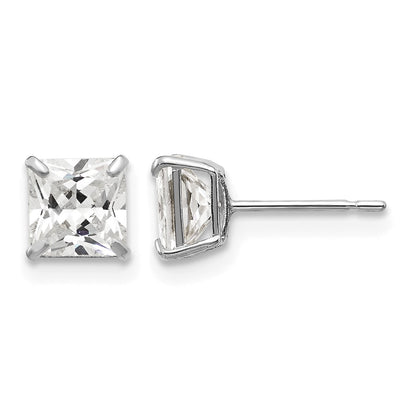 14k White Gold 5mm Square CZ Post Earrings