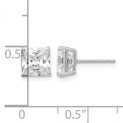 14k White Gold 6mm Square CZ Post Earrings