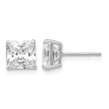14k White Gold 6mm Square CZ Post Earrings
