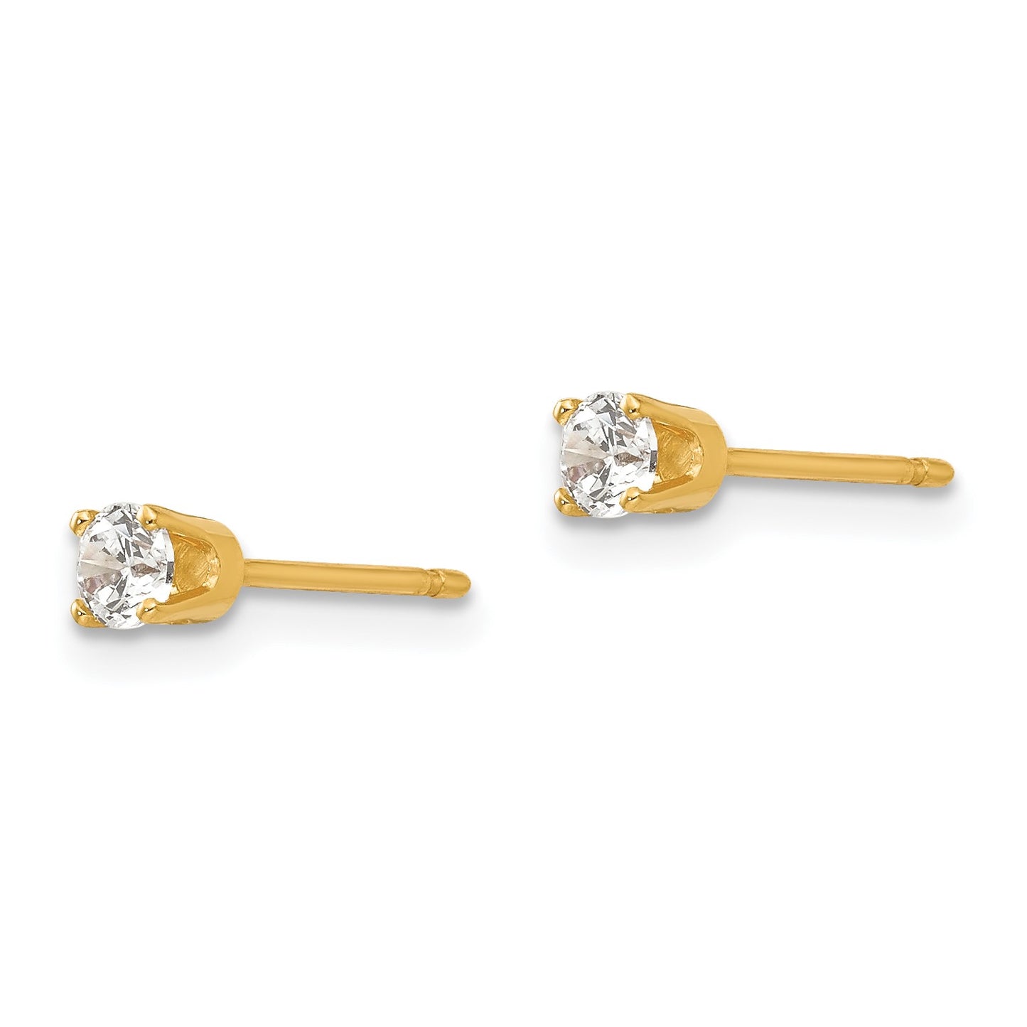 14k 3mm CZ Round Stud Earrings