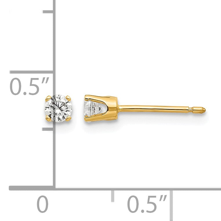 14k 3mm CZ Round Stud Earrings