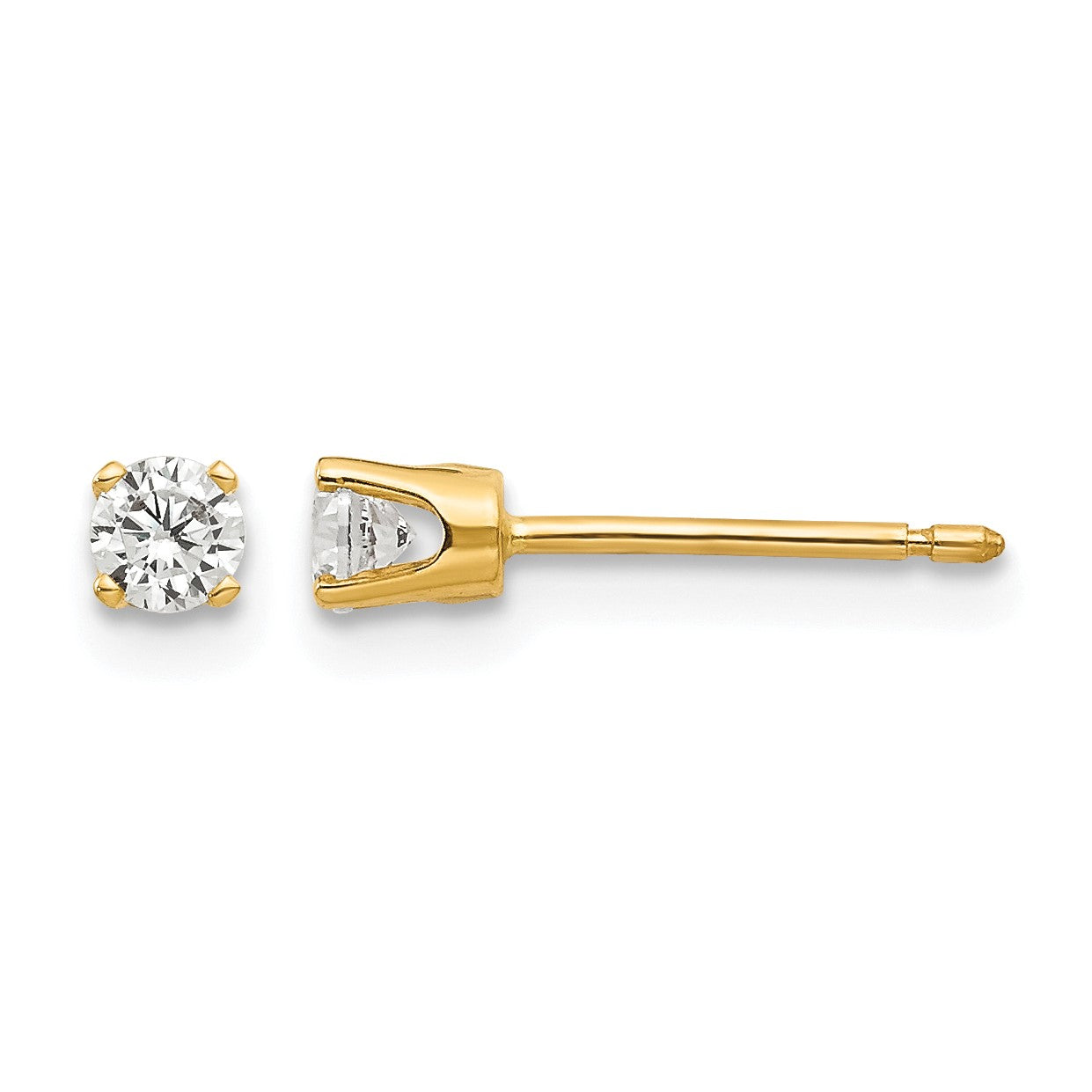 14k 3mm CZ Round Stud Earrings