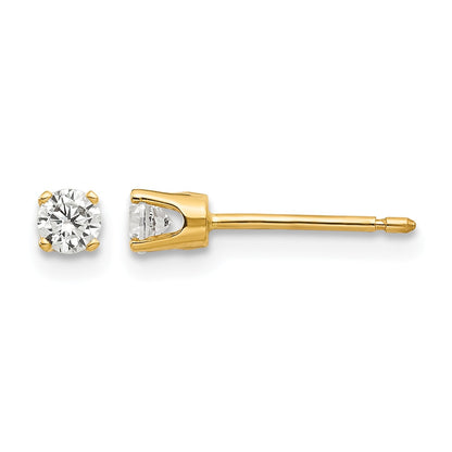 14k 3mm CZ Round Stud Earrings