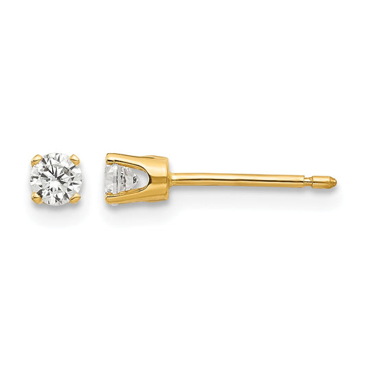14k 3mm CZ Round Stud Earrings
