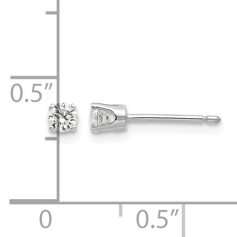 14k White Gold 3mm Round CZ Stud Earrings