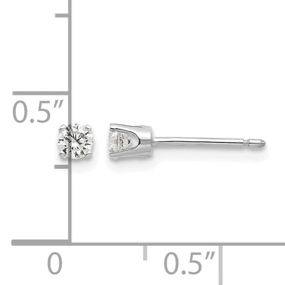 14k White Gold 3mm Round CZ Stud Earrings