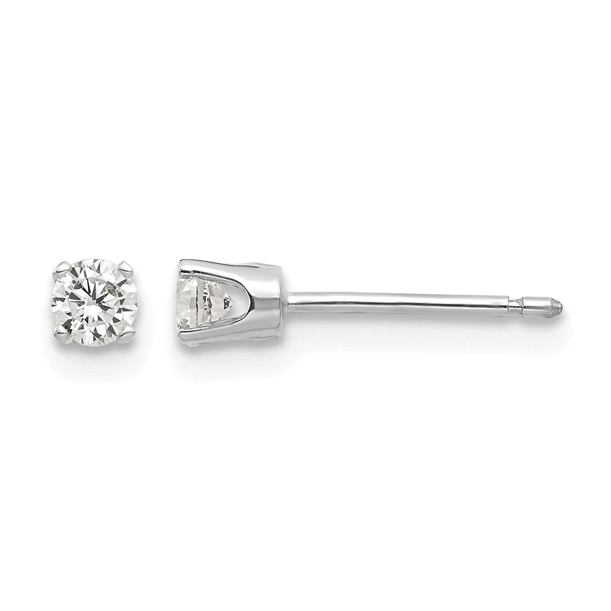 14k White Gold 3mm Round CZ Stud Earrings