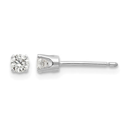 14k White Gold 3mm Round CZ Stud Earrings
