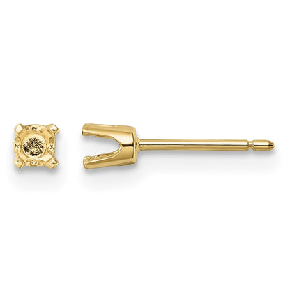 14k 3mm Round Stud Earring Mounting w/backs