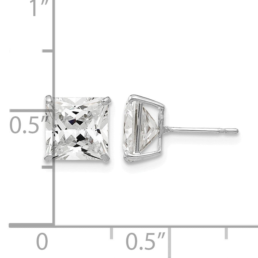 14k White Gold 7mm Square CZ Post Earrings