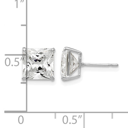 14k White Gold 7mm Square CZ Post Earrings