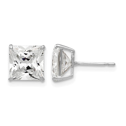 14k White Gold 7mm Square CZ Post Earrings
