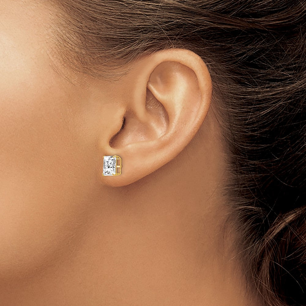 14k 8mm Square CZ Post Earrings