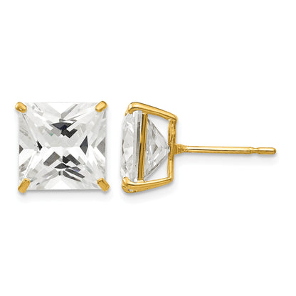 14k 10mm Square CZ Post Earrings