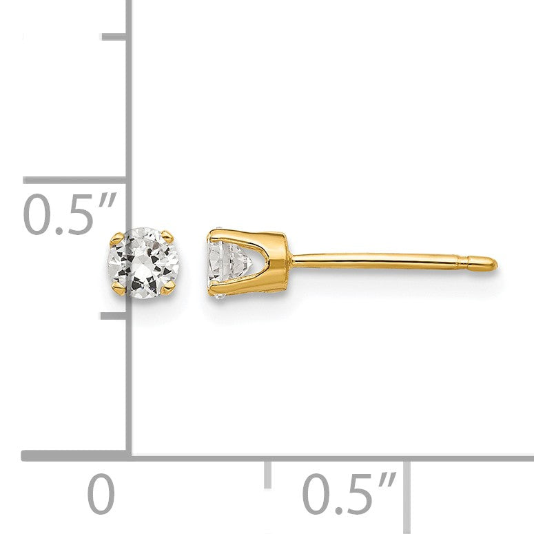 14k 3.25mm Round Cubic Zirconia Stud Earrings