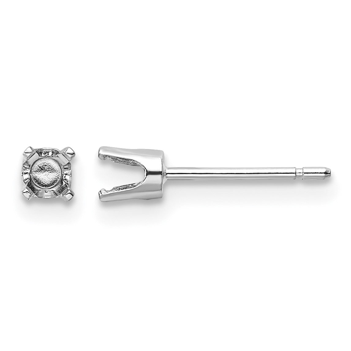 14k White Gold 3.25mm Round Stud Earring Mounting w/backs