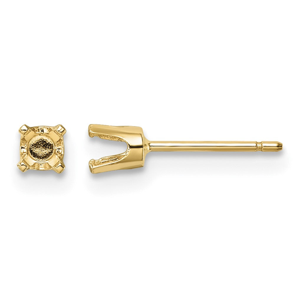 14k 3.25mm Round Stud Earring Mounting w/backs