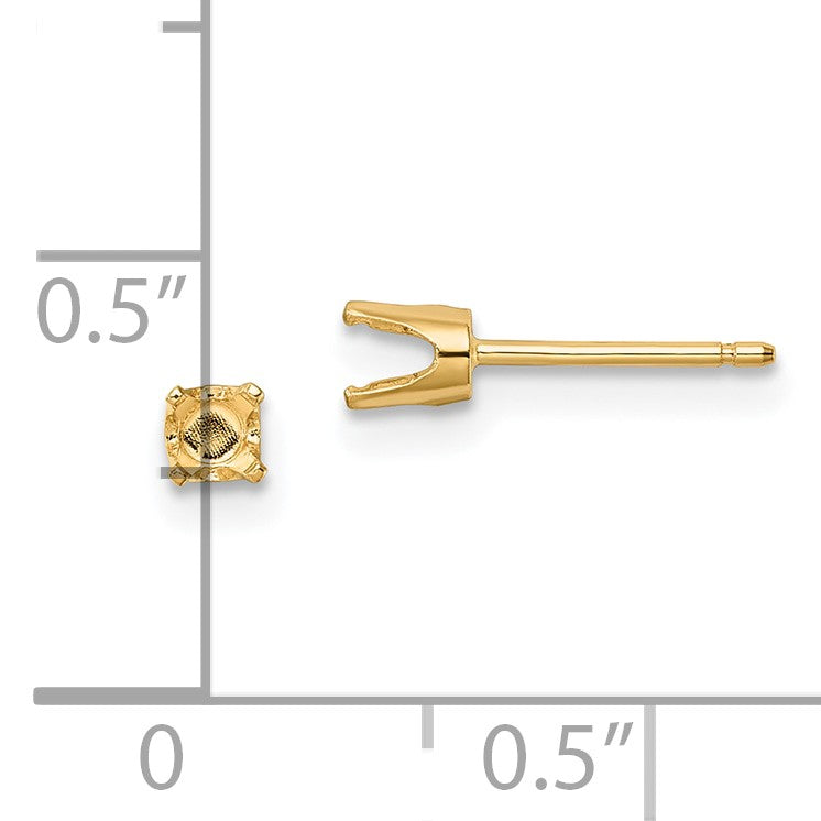 14k 3.5mm Round Stud Earring Mounting w/backs