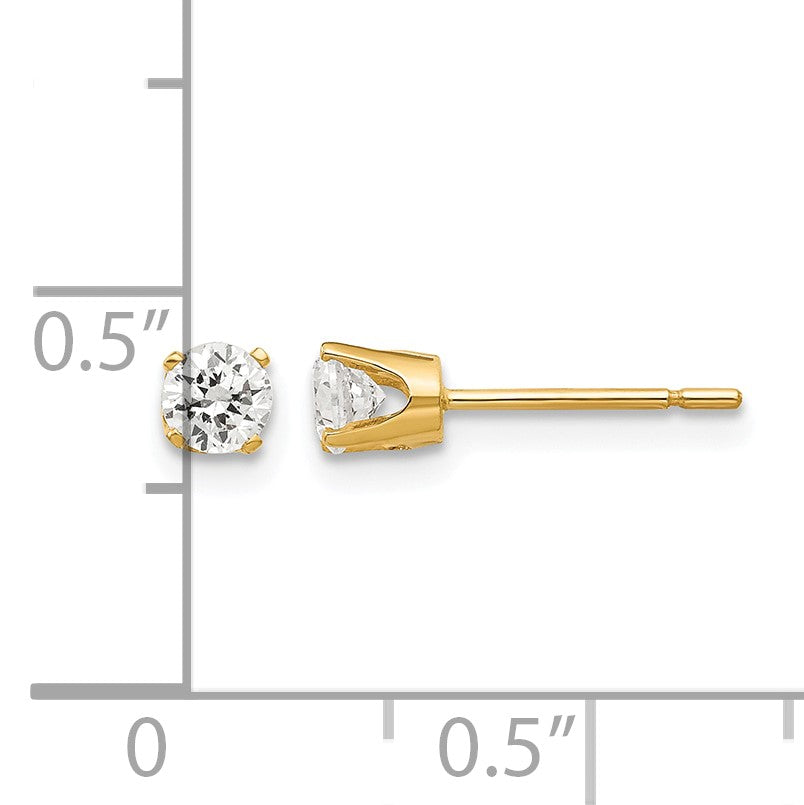 14k 3.5mm Round CZ Stud Earrings
