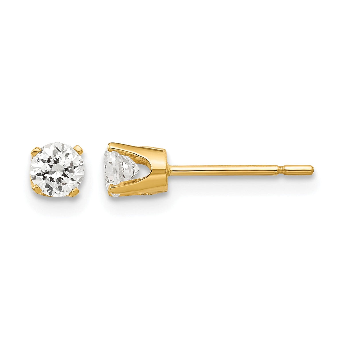 14k 3.5mm Round CZ Stud Earrings