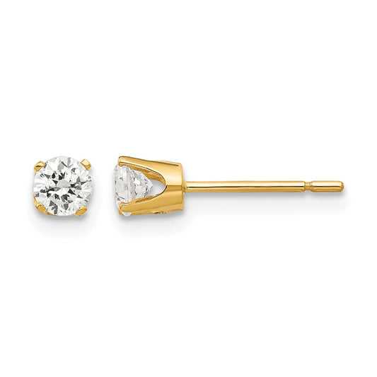 14k 3.5mm Round CZ Stud Earrings