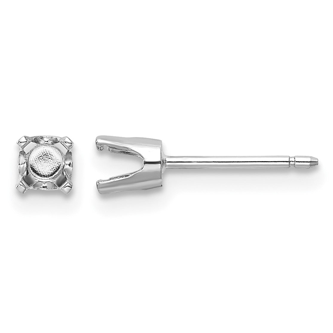 14k White Gold 3.5 Round Stud Earring Mounting w/backs