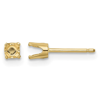 14k 3.5mm Round Stud Earring Mounting w/backs