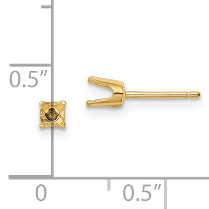 14k 3.75mm Round Stud Earring Mounting w/backs