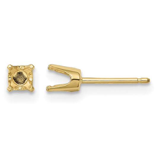 14k 3.75mm Round Stud Earring Mounting w/backs