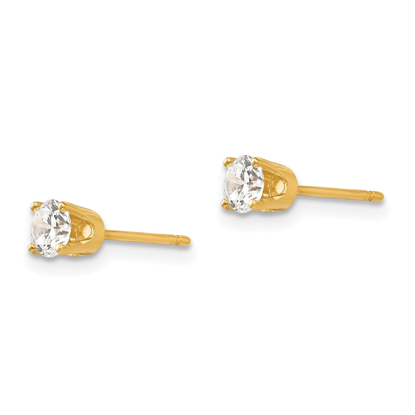 14k 3.75mm Round CZ Stud Earrings