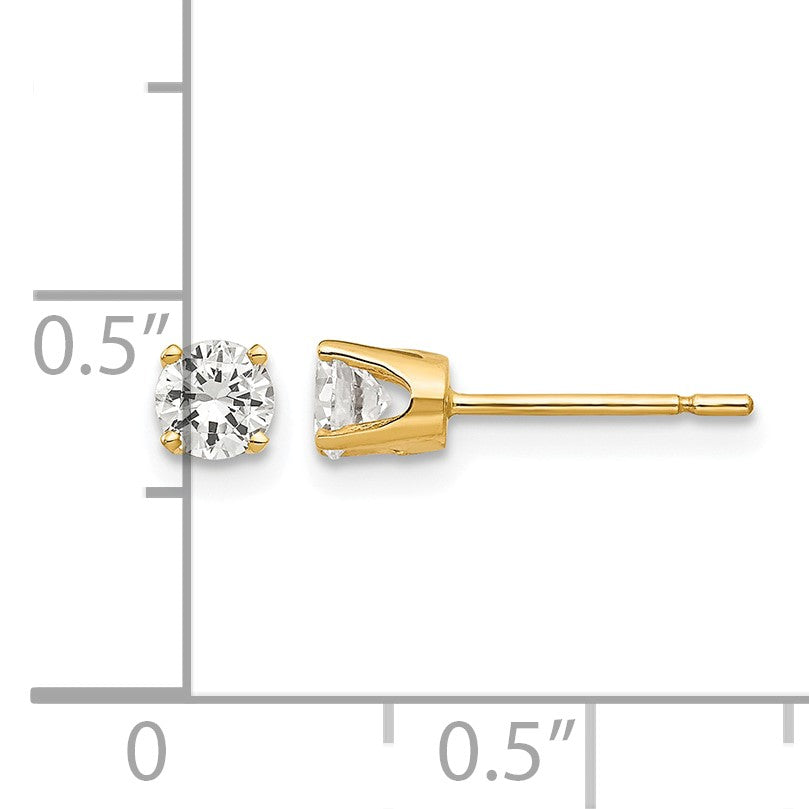 14k 3.75mm Round CZ Stud Earrings