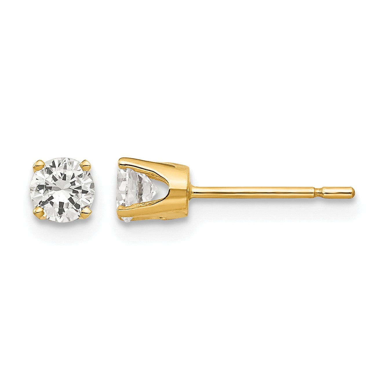 14k 3.75mm Round CZ Stud Earrings